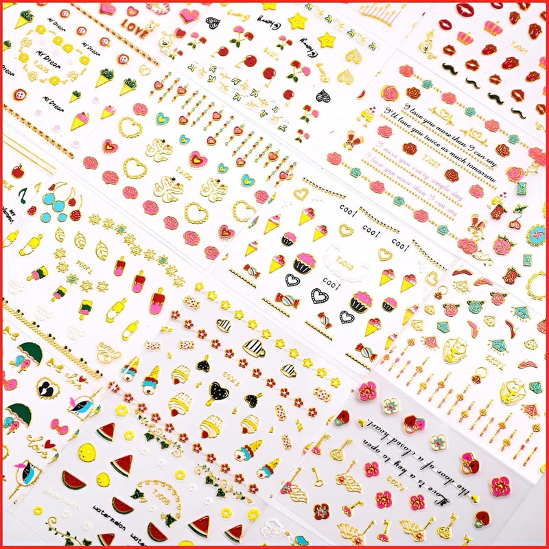 SPLOCUDU 30 Sheets Valentine's Day Nail Art Stickers Red Heart Nail Decals 3D Self-Adhesive Rose Lip Kiss Nail Supplies DIY Acrylic Nails Decoration Accessories for Women and Girls - Image 4
